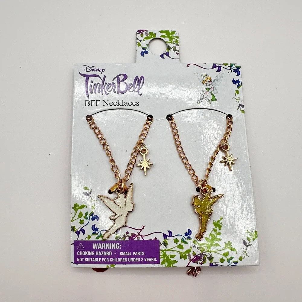 Vintage 80s Disney Tinker Bell BFF Best Forever Fairy Pendant Necklaces Jewelry